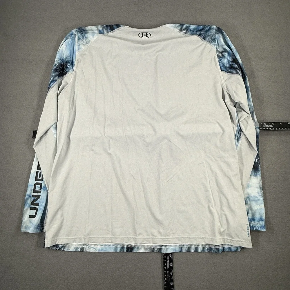 Under Armour Shirt Mens 3XL Iso-Chill Shorebreak Camo Blue Long Sleeve Fishing